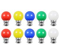 Aiwerttes Lot de 10 ampoules à baïonnette B22 2W G45 Mini ampoules LED Glof, blanc chaud, rouge jaune bleu vert ampoule économe en énergie pour décoration de guirlande de fête, non gradable