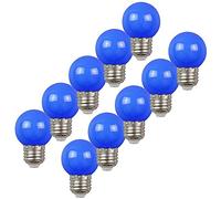 Aiwerttes Lot de 10 ampoules colorées LED 2 W E27 G45 pour éclairage de fête, extérieur, patio, fête de Noël, boule de golf colorée LED - bleu, 10 paquets