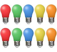 Aiwerttes Lot de 10 ampoules LED colorées 3 W E27 A50 mélangées rouge, jaune, bleu, vert, orange, pour mariage, Halloween, fête de Noël, intensité non variable