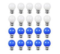Aiwerttes Lot de 20 ampoules LED B22 2 W équivalentes à 20 W - Couleur blanc chaud - Ampoule à baïonnette bleue G45 - Pour extérieur et terrasse - Guirlande de Noël
