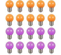 Aiwerttes Lot de 20 ampoules LED colorées E27 2 W G45 avec culot à vis Edison, orange, violet clair, lampe à économie d'énergie, AC 220 V-240 V, vacances, fête, Noël, Halloween