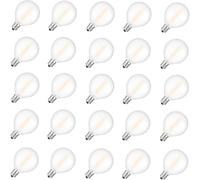 Aiwerttes Lot de 25 ampoules LED E12 G40,Verre mat,Blanc chaud 2700K,1W,100lm,Remplace une ampoule à incandescence de 10W,Pour fête,jardin,guirlande lumineuse