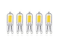 Aiwerttes Lot de 5 Ampoules LED G9 2W, Équivalent à Halogènes 25W, couvercle en verre, 6000K Blanc Froid, 250 Lumens, Angle de faisceau 360°, 80 Ra, AC 220-240V, Non dimmable