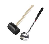 Aiwjeakh Ensemble d'outils d'ouvre-noix de coco en acier inoxydable 304, outil de viande de noix de coco, poignée en bois, marteau en caoutchouc, facile à utiliser B