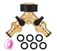 AIWMQYYF Répartiteur d'eau 2 voies 3/4" - Distributeur en Y pour robinet - Répartiteur en laiton - Débit d'eau réglable utilisé pour machines à laver, cuisines, jardins, pelouses