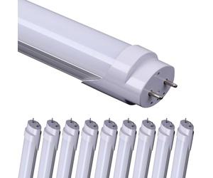 aiwooping, 120CM 36W / 20W T8 Double puce conduit Tube, Haut PF Flicker-Free, Interface G13, Remplacez les tubes fluorescents, Pack de 10 (Nature Blanc 4000K, 1.2M 36W Couverture laitière)