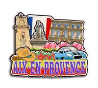 Aix-en-Provence Provence-Alpes-Côte d'Azur France Aimant de réfrigérateur en bois mignon 3D City Voyage Souvenirs Artisanat Artisanat Réfrigérateur Stickers Maison Tableau Blanc Décor Collection