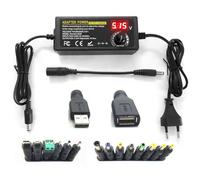 aixi-SHS Adaptateur Secteur 100-240V vers 3V à 24V DC, 3A Max 72W Adaptateur Universel Alimentation avec 16 Embouts, USB, Type-C, DC5521, Convertisseur AC/DC pour Appareils Électroniques, LED Stripes