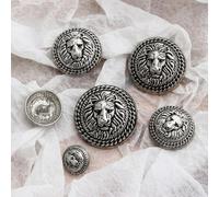 AIXILAN Boutons de Couture, Boutons artisanaux, 10 pièces/lot, Boutons métalliques rétro, Motif tête de Lion Exquis, vêtements for Hommes et Femmes, Accessoires de Couture décoratifs(Black Gray,15mm)