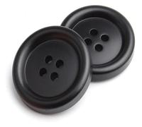 AIXILAN Boutons de Couture, Boutons artisanaux, Boutons de Couture, Boutons en résine, Boutons décoratifs for Manteaux, Coupe-Vent, Costume, Gros Boutons Ronds à Quatre œillets(Black,18mm)