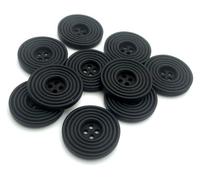 AIXILAN Boutons de Couture, Boutons artisanaux, Gros Boutons Ronds Noirs en Bois spiralé, 4 Trous, for Couture, Scrapbooking, Artisanat, vêtements, Bouton en Bois Fait Main(Black,15mm)