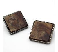 AIXILAN Boutons de Couture, Boutons artisanaux, Lot de 2 Boutons décoratifs en métal for Rideaux, poignée carrée Noire Double Face, Accessoires for vêtements, Bricolage(Ys609323,20MM)