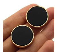 AIXILAN Boutons de Couture, Boutons artisanaux, Lot de 2 Boutons décoratifs en métal for Rideaux, poignée carrée Noire Double Face, Accessoires for vêtements, Bricolage(Black,20MM)