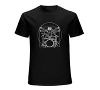 AIXINLI Drumming Drummer Vitruvian Funny Drums Drum Kit Stick O-Neck 100% Cotton Short Sleeve Unisex T-Shirt XXXL