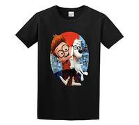 AIXINLI Mr Peabody and Sherman Team Work Unisex 100% Cotton Short-Sleeve T-Shirts Black XXL