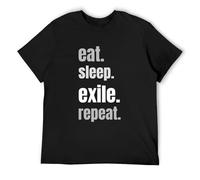 AIXINLI Path of Exile Action Games Power Dark 2021 Eat Sleep Exile Repeat O-Neck 100% Cotton Short Sleeve Unisex T-Shirt XL