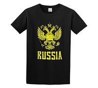 AIXINLI Russia Coat of Arms Unisex 100% Cotton Short-Sleeve T-Shirts Black S