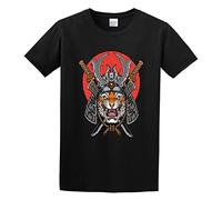 AIXINLI Samurai Tiger Unisex 100% Cotton Short-Sleeve T-Shirts Black XXL
