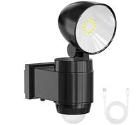 AIXPI Lampe d'extérieur à détecteur de mouvement rechargeable 6000 mAh alimentée par batterie avec réglage du temps de fonctionnement de 20 à 300 s, lumière de sécurité LED étanche pour jardin, garage