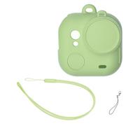 AIYAAIYA Étui en Silicone Compatible avec Insta360 Go Ultra, Coque de Protection Intégrale Antichoc et Antidérapante pour Accessoires de Caméra d'action, avec Cache-Objectif et Lanière (Lueur Vert)