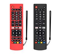 AIYAAIYA Lot de 2 Étui de Protection en Silicone pour Télécommande LG AKB75095307/AKB75375604/AKB74915305,Antichoc Anti-Perte Boîtier de Protection pour Télécommande LG Smart TV (Rot + Schwarz)