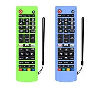 AIYAAIYA Lot de 2 Étui de Protection en Silicone pour Télécommande LG AKB75095307/AKB75375604/AKB74915305,Antichoc Anti-Perte Boîtier de Protection pour Télécommande LG Smart TV(Blau Leuchten+Grün)