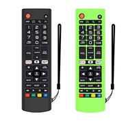 AIYAAIYA Lot de 2 Étui de Protection en Silicone pour Télécommande LG AKB75095307/AKB75375604/AKB74915305,Antichoc Anti-perte Boîtier de Protection pour Télécommande LG Smart TV(Leuchten Grün+Schwarz)