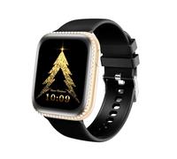 AIYAAIYA Montre Connectée Femme, 1,75" AMOLED Smartwatch Etanche IP68 pour Android iOS avec 130+ Sport Podometre Cardiofrequencemetre Oxymetre Notification SMS/Appel (Bracelet Noir+Montre dorée)