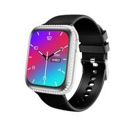 AIYAAIYA Montre Connectée Femme, 1,75" AMOLED Smartwatch Etanche IP68 pour Android iOS avec 130+ Sport Podometre Cardiofrequencemetre Oxymetre Notification SMS/Appel (Bracelet Noir+Montre en Argent)