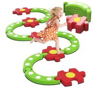 AIYAPLAY 13 PCS Kids Balance Beam, Stepping Stones Set with Non-slip Textured Surface & Bottom, Outdoor Indoor Sensory Toys, Obstacle Course for Toddlers Ages 3-8, Green