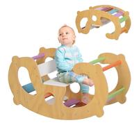 AIYAPLAY 2 en 1 Arche Escalade Enfants 18 à 48 Mois, Chaise à Bascule Arc-en-Ciel, Jouet d'escalade intérieur en Bois pour garçons & Filles, Tout-Petits, Arc à Grimper Charge Max. 50 kg