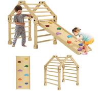 AIYAPLAY 3 en 1 Échelle d'escalade avec Rampe et Toboggan, Aire de Jeux Pliable pour Enfants, Jouet d'escalade pour Enfants de 18 à 48 Mois, Charge 50 kg, Multicolore