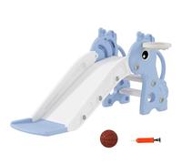 Aiyaplay 3 en 1 toboggan pour enfants avec panier, toboggan avec panier pour enfants de 1 à 3 ans pour intérieur, bleu 106 x 51,5 x 52 cm