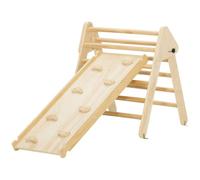 AIYAPLAY 3 en 1 Triangle Escalade Enfants, Rampe Double-Face, Bois Naturel | Pour Grimper & Glisser, Parcours Motricité Bébé en Bois, Aire de Jeux Enfant Intérieur, pour 18 à 48 mois, Charge Max.50 kg