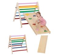 AIYAPLAY 3 en 1 Triangle Escalade Enfants, Rampe Double-Face, Multicolore | Pour Grimper & Glisser, Parcours Motricité Bébé en Bois, Aire de Jeux Enfant Intérieur, pour 18 à 48 mois, Charge Max.50 kg
