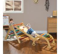 AIYAPLAY 5 en 1 Triangle arche montessori d'escalade enfants avec rampe d'escalade réversible toboggan bascule multicolore