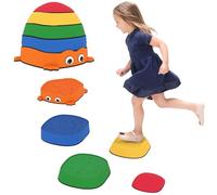 AIYAPLAY 5-Piece Stackable Children's Balance Stone Set Frog Shape Anti-Slip Indoor/Outdoor Balancing Set for Children +2 Years Multicolour