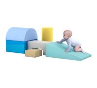 AIYAPLAY 6PCS Module motricité bébé Parcours motricité bébé Blocs de Construction en Mousse avec Housse en revêtement synthétique - Jouets éducatifs pour Enfants d'âge préscolaire, Multicolore