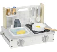AIYAPLAY Accessoires de Cuisine pour Enfants, 10 pièces d'accessoires de Cuisine de Jeu avec Aliments, ustensiles de Cuisine, kit de Cuisson des Aliments pour Les Enfants de 3 à 5 Ans, Gris