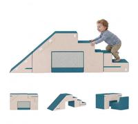 AIYAPLAY Aire de Jeu en Mousse pour bébé, Lot de 2 Blocs d’Escalade avec Housse Amovible, Article de motricité pour Grimper et Ramper, 6 Mois-3 Ans, Bleu foncé