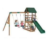 AIYAPLAY Aire de Jeux portique en Bois 2 balançoires Toboggan 3-8 Ans