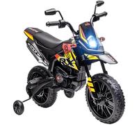 AIYAPLAY Aprilia Moto électrique pour enfant avec USB, roues stabilisatrices, musique, phares, 6 km/h, avec 2 roues stabilisatrices, pour enfants de 3 à 8 ans Jaune