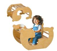 AIYAPLAY Arche d'escalade pour Enfants, Jouet d'escalade, Table à Jouets pour Enfants 18-48 Mois, Design 2 en 1, Surface Lisse, Charge Max. 50 kg, 80L x 58l x 49H cm, Bois Naturel