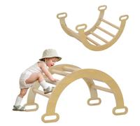 AIYAPLAY Arche Escalade Enfants, Arche Bébé 18-48 Mois Bois Naturel | Parcours Motricité Bébé en Bois, Aire de Jeux Bascule d'Intérieur, Garçons & Filles