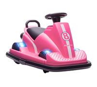 AIYAPLAY Auto-Tamponneuse Enfant 6V, Rotation à 360°, Double Moteur, Musique, Klaxon, Lumières LED, Démarrage Doux, 2,5 km/h, Voiture Tamponneuse Électrique Enfant pour Âges 3-8, Rose