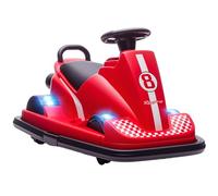 AIYAPLAY Auto-Tamponneuse Enfant 6V, Rotation à 360°, Double Moteur, Musique, Klaxon, Lumières LED, Démarrage Doux, 2,5 km/h, Voiture Tamponneuse Électrique Enfant pour Âges 3-8, Rouge