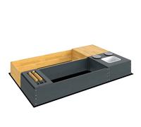 AIYAPLAY Bac à sable 2 pièces 150x90cm bac en bois avec banc rangement cuisinière évier amovible perles d'abaque jaune