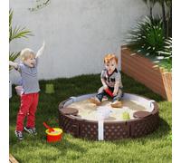 AIYAPLAY Bac à sable, Bac à sable rond pour jusqu'à 3 enfants, avec 3 sièges, sous-couche imperméable, bâche de protection, 300 kg de sable