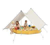 AIYAPLAY Bac à sable en bois avec auvent, bac à sable enfant extérieur avec 4 bancs, doublure de fond, jaune