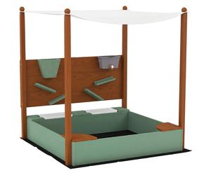 AIYAPLAY Bac à sable en bois avec toit Bac à sable pour enfants avec 2 sièges 2 bacs robinet entonnoir 116x112,5x128 cm Vert